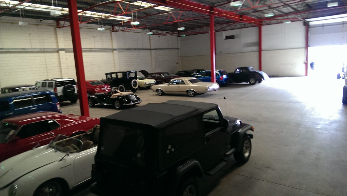 Temporary storage unit full of cars