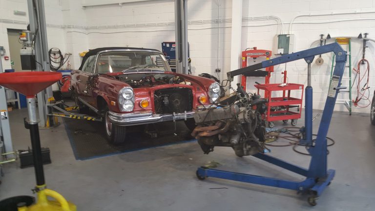 Car on a ramp during mechanical work