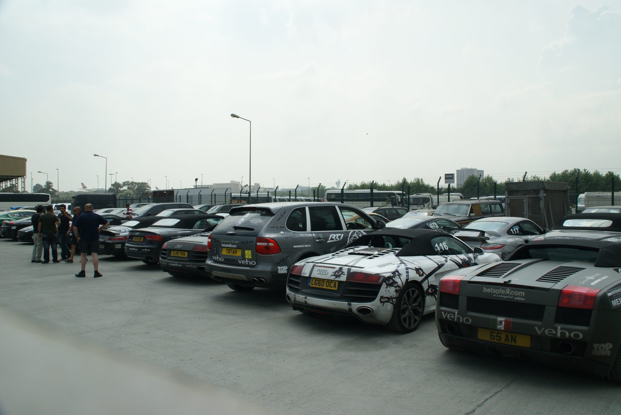 Loading Gumball 3000 cars onto transporters in Istanbul