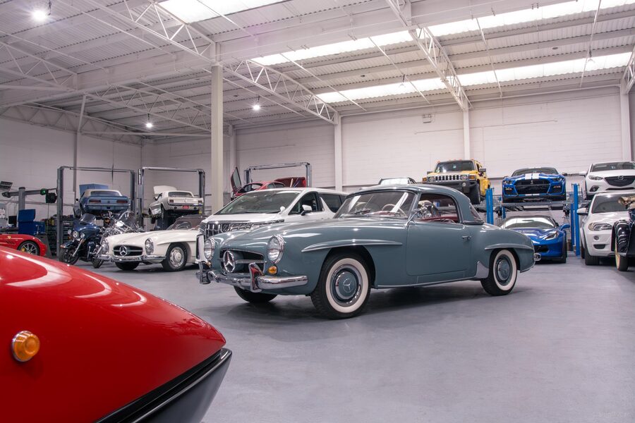 Classic Mercedes-Benz 190SL - a vintage roadster exempt from MOT testing in the UK due to being over 40 years old