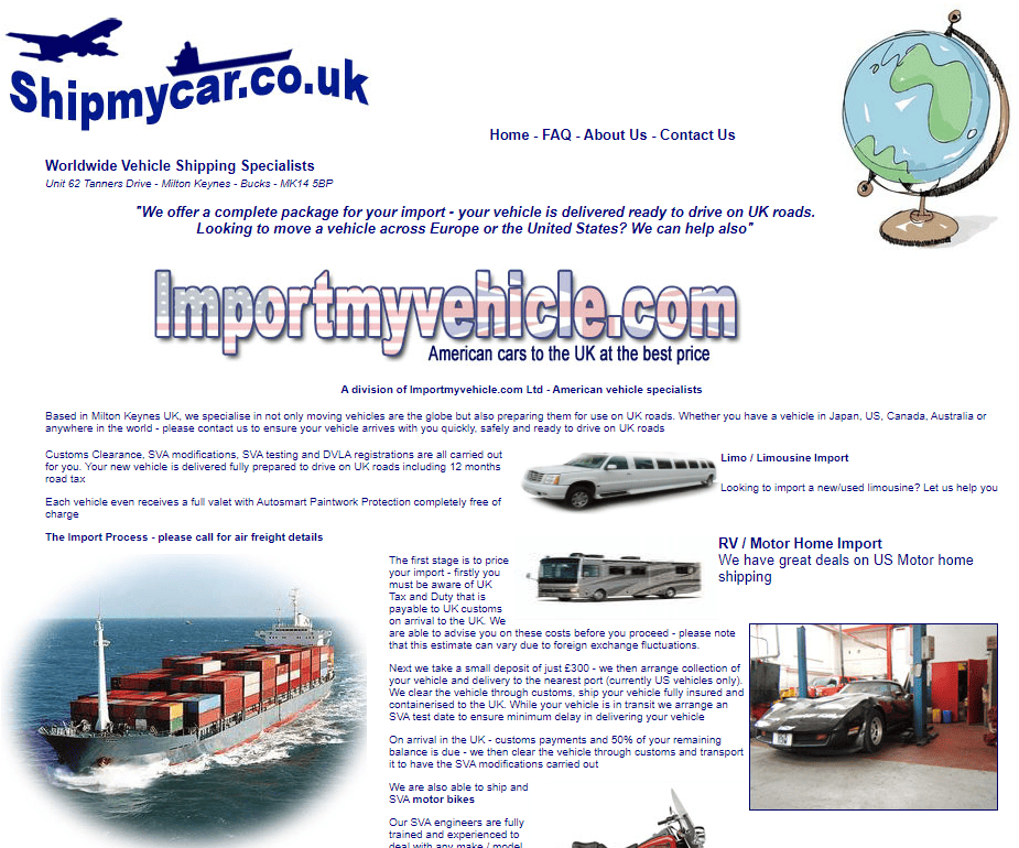 First ShipMyCar website screenshot