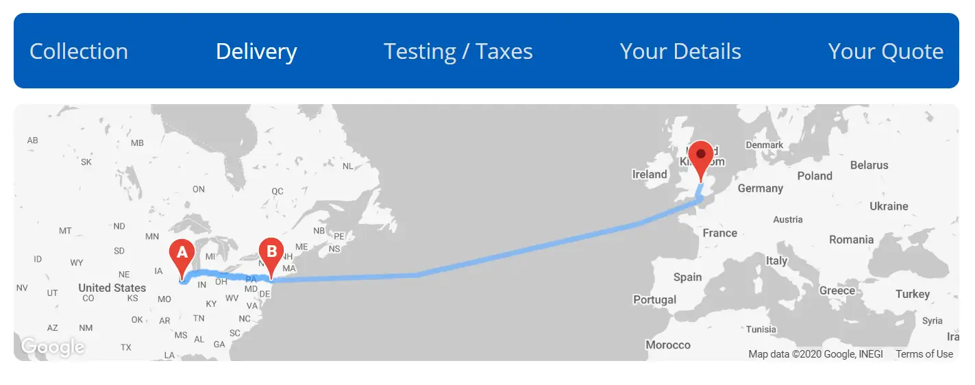 ShipMyCar new instant car shipping quote system interface